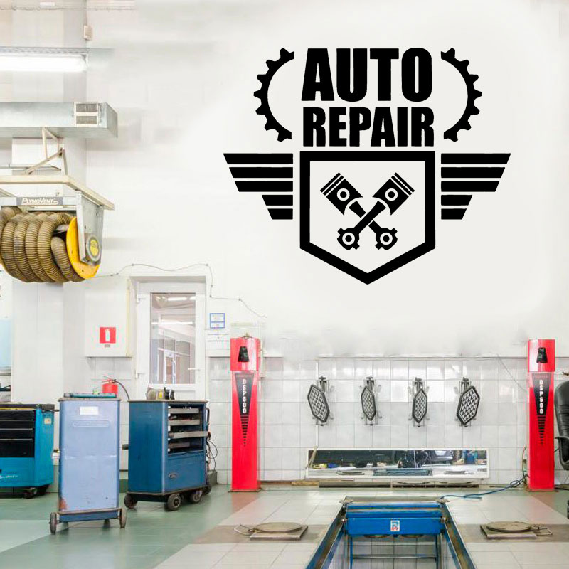 Auto Repair Shop Logo - Naklejka ścienna z logo warsztatu samochodowego,
